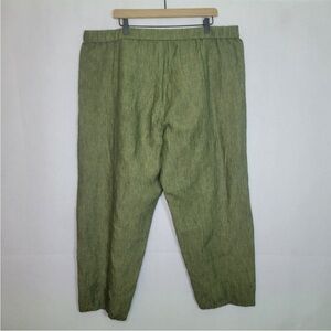 Eileen Fisher Moss Green Wide Leg Linen-Blend Pants